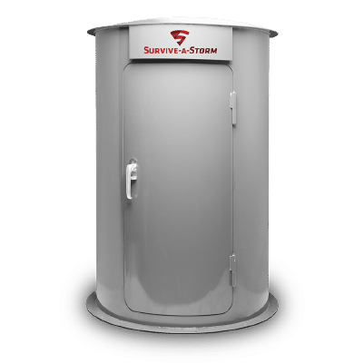 Storm shelter with a single door