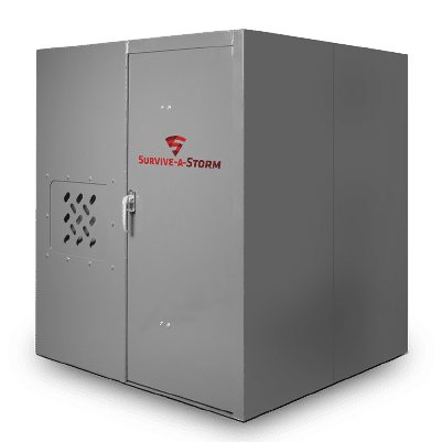 Safe room or shelter, with a secure door